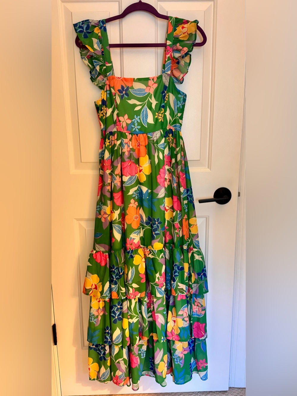 Flying Tomato Green Tropical Floral Maxi Dress